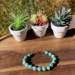 Turquoise Howlite and copper-tone wire wrapped bracelet